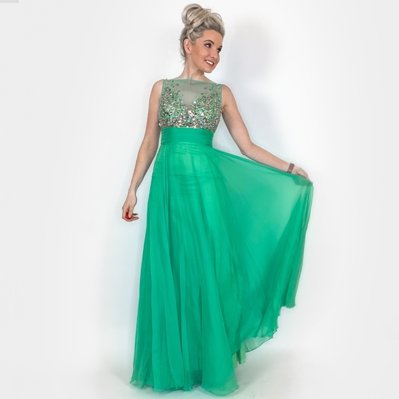 Jade Green Long Prom Dress - Picture 7 of 8